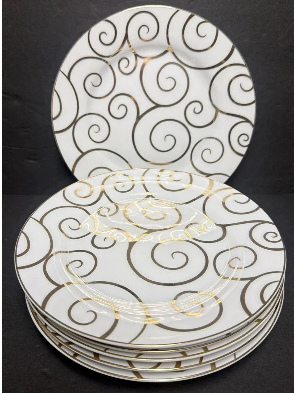 Pier One Gold Swirl Dessert Salad Plate 7 5/8” Retired Vintage Priced Each